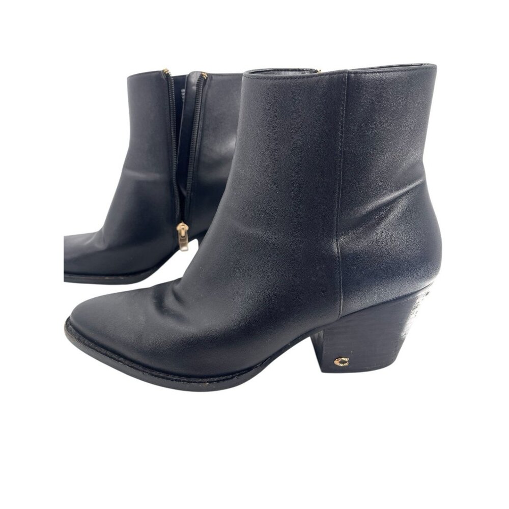 COACH Women's Black Leather Side Zip Pacey Pointed Toe Heeled Ankle Boot US 10 - Picture 3 of 9